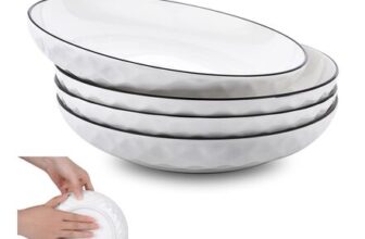 Wieat 8-Inch Ceramic Serving Dish 4-Piece, Microwave & Oven Safe