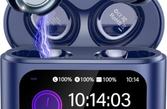 Wireless Sleep Earbuds with Smart Touch Screen, Bluetooth 5.4 Headphones In Ear with ENC Noise Cancelling Mic, 48H Sleep Headphones with 5 EQ Modes, HiFi Stereo IP7 Waterproof Mini Ear Buds, Blue