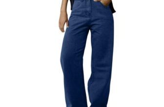 Womens Baggy Jeans Wide Leg Denim Dark Blue 3XL