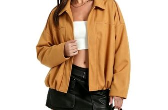 Womens Faux Suede Bomber Jacket with Batwing Long Sleeves