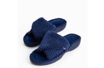 Womens Navy Popcorn Cupsole Slippers