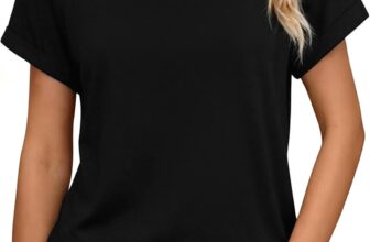 Womens Short Sleeve Tops Raglan Crew Neck Regular Fit T-Shirt Lightweight Rolled Cuff Summer Plain Basic Tee Casual Top
