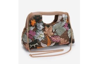 Womens Silver Embellish Flower Clutch Bag