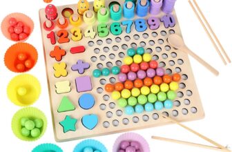 Wooden Clip Bead Game 13in1, Colour Sorting Counting Toy for Fine Motor wooden bead game, 13in1, Montessori, colour sorting, counting, fine motor, preschool, birthday gift