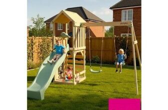 Wooden Lookout Tower with Double Swing