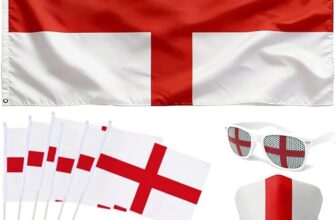 World Cup Decoration Set 2026 for England Fan with Large St Georges Flag 150 90cm, Headwear Glasses Handheld England Flag Sticker for England World Cup Football Theme Party