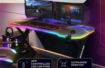 X Rocker Pulsar Max RGB Gaming Desk with LED Lights