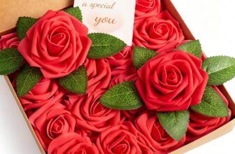 XIANNVXI Red Roses Artificial Flowers with Stems,Realistic Fake Faux Foam Roses,Red Flowers for Wedding Bridesmaid Bridal Bouquet Valentines Anniversary Baby Shower Xmas Party Boho DIY 16Pcs