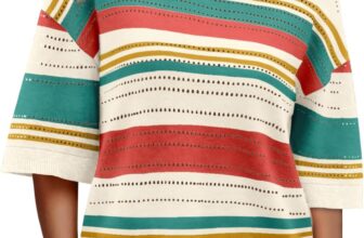 XIEERDUO Womens Tops Summer Short Sleeve Jumpers Colour Block Striped Shirts Fashion