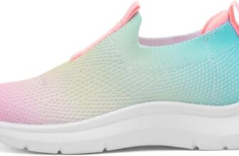 XL Girls Multi Rainbow Slip On Knitted Trainer