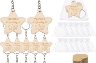XNBTFK Gifts For Students From Teachers, 30 Sets Star Keyring With Heart Charm & White Organza Bags, End Of Term Gifts For Children, Class of 2026 Graduation Gifts, School Leavers Gifts