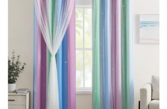 XiDi Kids Rainbow Blackout Curtains for Girls, 52in, 2 Panels