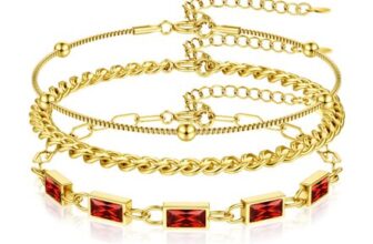 YADOCA 18K Gold Plated Zircon Paperclip Chain Bracelets Set