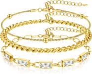 YADOCA Gold Bracelet for Women 18K Gold Plated Stacking Bracelet Set Dainty Zircon Link Paperclip Chain Bracelets for Women Teenage Girls Gifts Trendy Jewelry