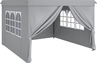 YITAHOME 3x3M Outdoor Pop Up Gazebo with Sides and Windows, Waterproof Folding Garden Canopy All Seasons Camping Gazebo Anti-UV with Adjustable Height Stakes Rope Carry & Weight Bags for Party Event
