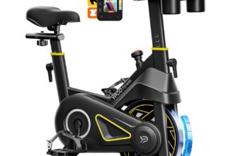 YPOO Exercise Bike, Adjustable Magnetic Resistance Stationary Bikes for Home Cardio with Exclusive App, Indoor Bike Capacity Comfortable Seat, Tablet Mount and Fitness Courses