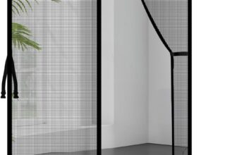 YRH Magnetic Fly Screen Door,Fiberglass Enhanced Screen Mesh,with Stay Open Buckles,Heavy Duty Self-Sealing Mesh,Powerful Magnets,No Drill Installation (70×200 cm, Black)