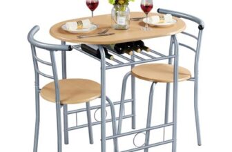 Yaheetech 3 Piece Compact Dining Room Set, Dining Table & Chairs Set for 2