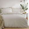 Yard Hebden 100% Cotton Stripe Duvet Cover Set – Reversible Striped Bedding (Natural, King Size)