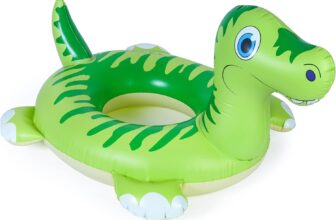 Yellcetoy Pool Inflatables for Kids, Dinosaur Rubber Ring Pool Floats Swimming Pool Toys for Children, Dinosaur Swim Ring with Sound Tails for Boys Girls Summer Beach Water Party Toys
