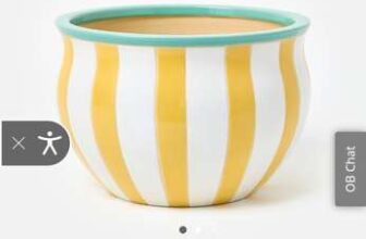Yellow Striped Ceramic Plant Pot