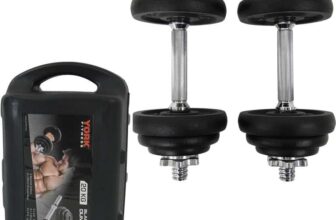 York Fitness 20kg (2 x 10Kg) Black Cast Iron Dumbbell Set W/ Metal Spinlock Collars Carry Case with Handle