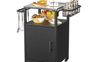 Yvsevnr 304 Stainless BBQ Trolley Grill Cart with Prep Table