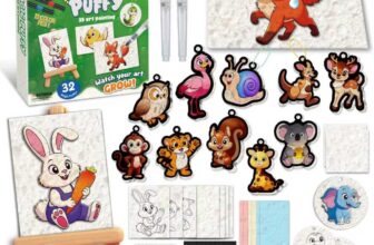 ZHFEIIRU 3D Art Kit, Aqua Puffs Princesses, Mess-Free Painting Craft for Girls & Boys, DIY Color Inflate Activity, Travel Toys & Creative Gifts for Girls & Boys (32PCS Animal Display Stand)