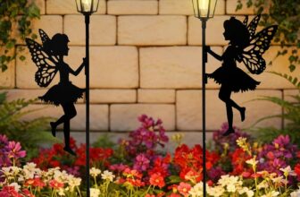 ZKLiLi 2pcs Fairy Solar Garden Light,Outdoor Garden Fairy Decor Waterproof Large Hanging Lantern Decorations for Patio Yard Porch Lawn Pathway Statues Decor Gifts for Mom Grandma WomenWarm Light