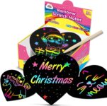 ZMLM Scratch Art for kids – 165 Magic Rainbow Scratch Paper Notes, Love Heart Scratch Cards Sheets, Black Crafts Arts, Classroom Prizes, Birthday Gifts for Girls Boys (Pink)