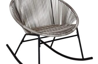 Zanzibar Rocking Chair Grey Rattan String Seat