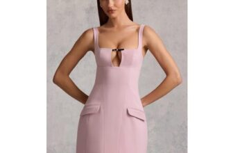Zarina Cut-out Structured A-Line Mini Dress in Mauve