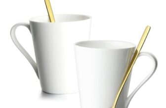 Zeeooil Porcelain Coffee Mugs with Stainless Steel Spoons (2)