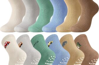 Zuimei 6 Pairs Baby Non Slip Socks Cotton Crew Grip Socks for Infant Newborn Children Age 1-3 Years