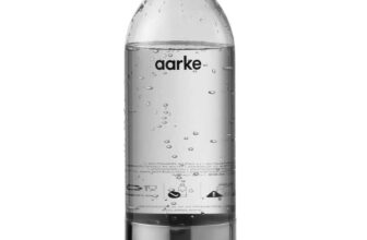 aarke Bottle for Sparkling Water Maker Carbonator 3, BPA free with Details in Steel BPA free and Detals in Steel, 800ml