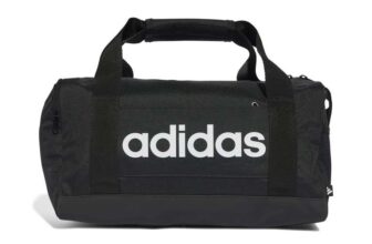 adidas Unisex Essentials Linear Duffel Bag, Black/Black/White, XS