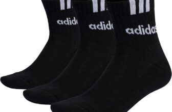 adidas Unisex Kids 3-Stripes Linear Half-Crew Cushioned Socks 3 Pairs, White/Black, 7-8 Years