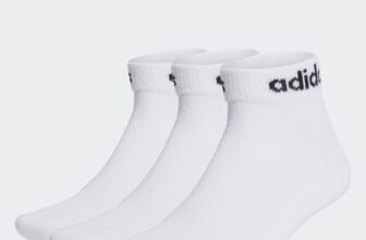adidas Unisex Kids Linear Ankle Cushioned Socks 3 Pairs, Black/White, 6-7 Years