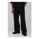 boohooMAN Wide Leg Half & Half Waist Linen Blend Co-Ord Trouser