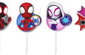 dekora – Marvel Spidey Birthday Candle Set 4 Colourful Cake Candles for Kids Parties Official Spidey and His Amazing Friends Cake Decorations Super Heroe Theme