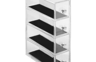 iDesign 38180 Clarity Jewellery Vanity Storage Tower, 4 Drawers, Clear