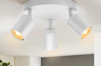 wowatt Ceiling Spotlight Rotatable 3 Way Spot Light GU10 Modern Ceiling Lights Indoor White Round LED Spotlight Ceiling Fitting Adjustable for Kitchen Bedroom Hallway, GU10 Bulb Not Included