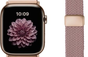 wutwuk Braided Magnetic Strap Compatible with Apple Watch Straps 42mm(S11/10) 41mm 40mm 38mm Women, Dressy Celtic Metal Stretchy Strap for iWatch Series 11 10 9 8 7 6 5 4 SE 3 2 1, Dusty Pink