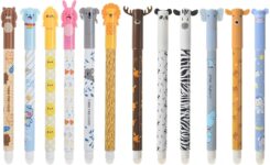 12 Pcs Erasable Pens 0.5mm Erasable Gel Pens with Animal Motifs Designs