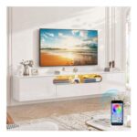 160cm White High-Gloss Floating TV Stand for 65-Inch TV