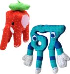 2 PCS Unique Plush Pillow Set,Cute Strawberry Elephant & No.67 Stuffed Doll,Ultra Soft Premium Plush Pillow,Fluffy Decorative Ornament,Cozy Desktop Companion for Room Decoration & Daily Relaxation