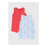 2 Pack Baby Multicolour Lobster Stripe Rompers (0-23mths)