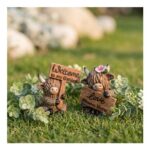 2-Pack Highland Cow and Yak Figurines, Resin Welcome Sign
