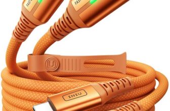 2 Pack -INIU 240W USB C to USB C Cable, 2m2m Orange PD Type C Charger Cable – Blue/orange