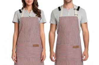 2 Pack Red/White Unisex Adjustable Bib Apron with Pockets SB Yulinglong-UK FBA (Blue/White £3.99)